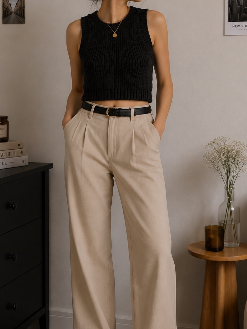 Black Knit Sleeveless Sweater Vest